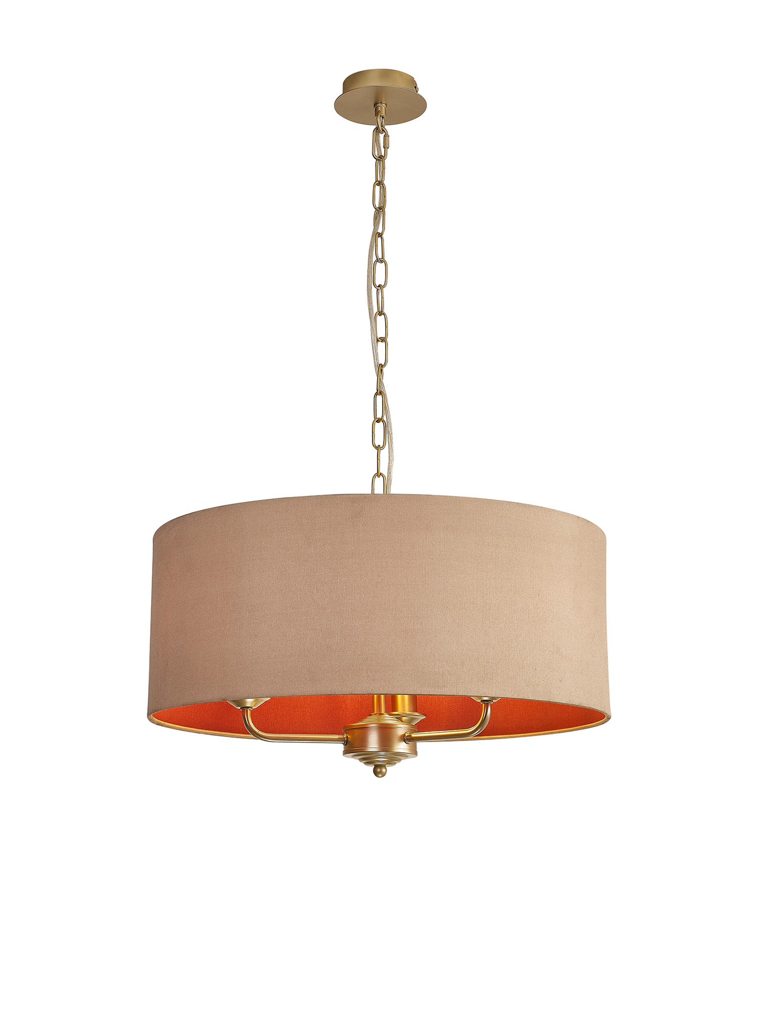 DK0967  Banyan 50cm 3 Light Pendant Champagne Gold, Antique Gold/Ruby